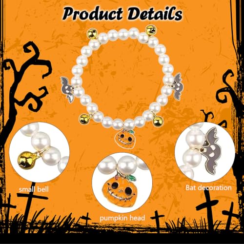 Qpets 1Pcs Halloween Cat Collar Cat Beaded Collar Necklace Plastic Pearl Beaded Necklace with Halloween Smile Pumpkin Charms & Bells 22cm Diameter Small Cat Puppy Halloween Collar Necklace Qpets 1Pcs Halloween Cat Collar Cat Beaded Collar Necklace Plastic Pearl Beaded Necklace with Halloween Smile Pumpkin Charms & Bells 22cm Diameter Small Cat Puppy Halloween Collar Necklace